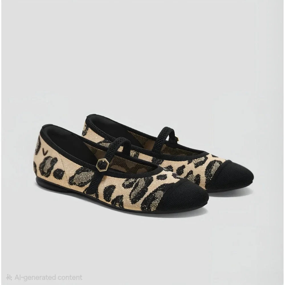 VIVAIA Tamia Metallic Leopard Almond Toe Mary Jane Flats EU 39.5 US 8.5 NEW
